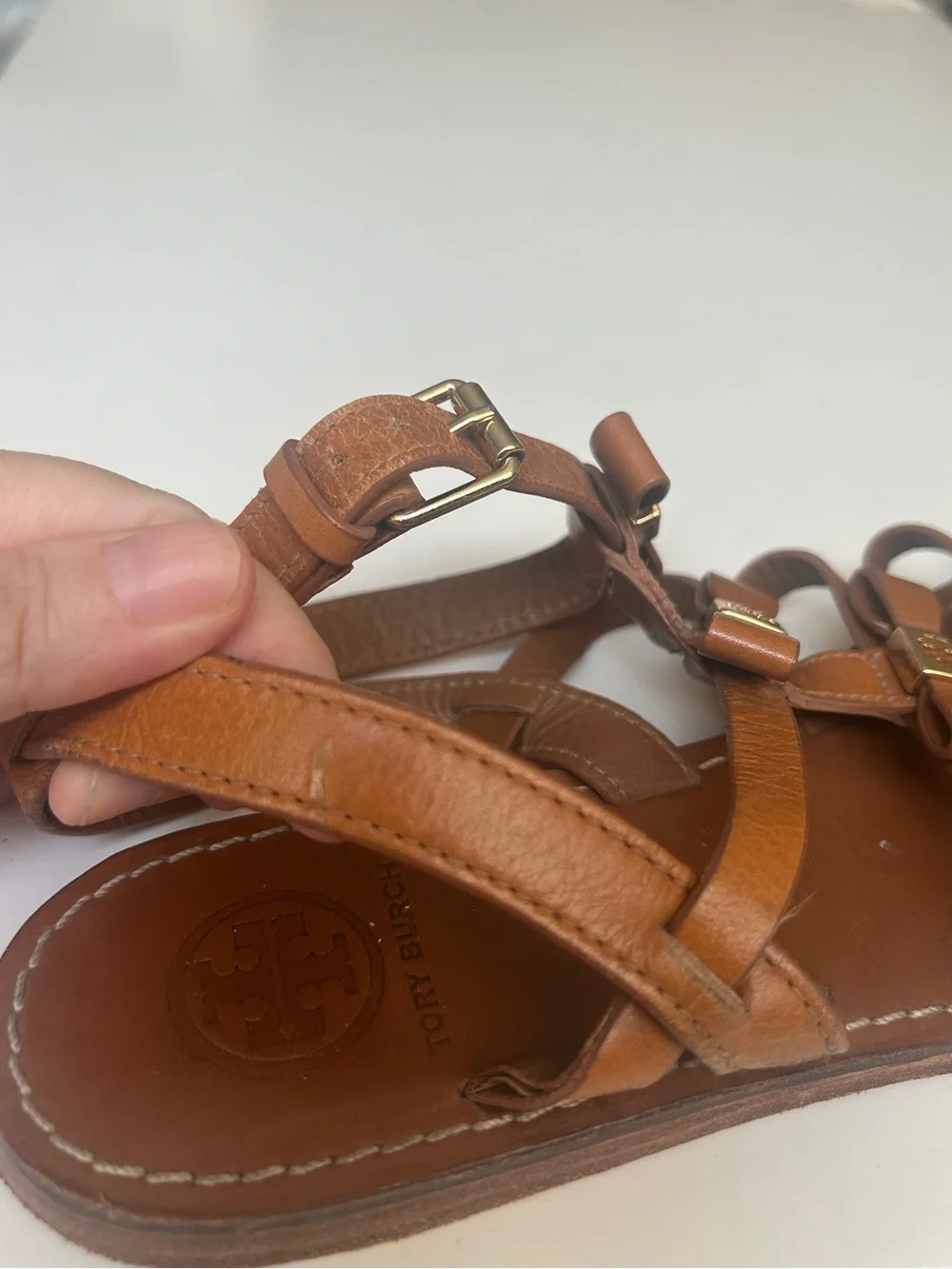 Tory Burch Kira Sandals Womens Size 7 M Leather Buckle Strappy Shoes